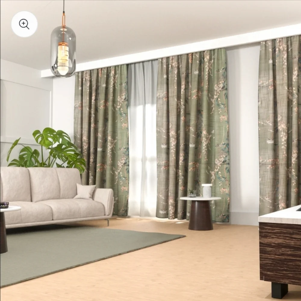 Floral Green Curtains set of 2